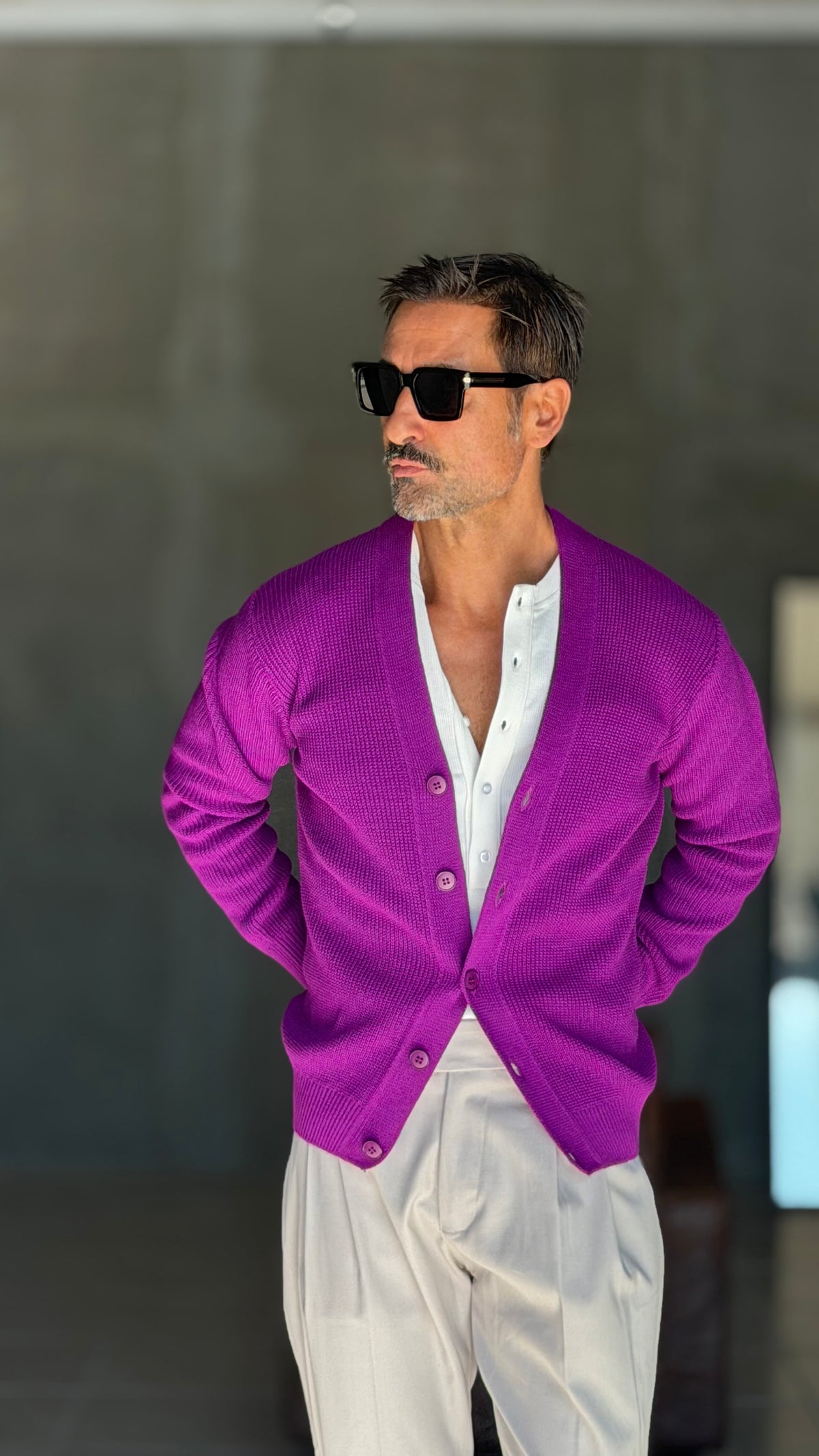 CARDIGAN VIOLA MAGLIA INGLESE 1005