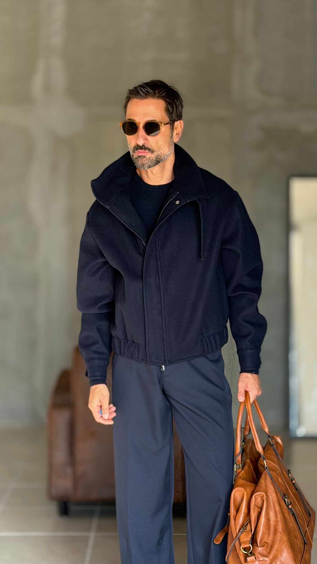 GIUBBINO BLU   PANNO COLLO SCIARPA CROP 1062