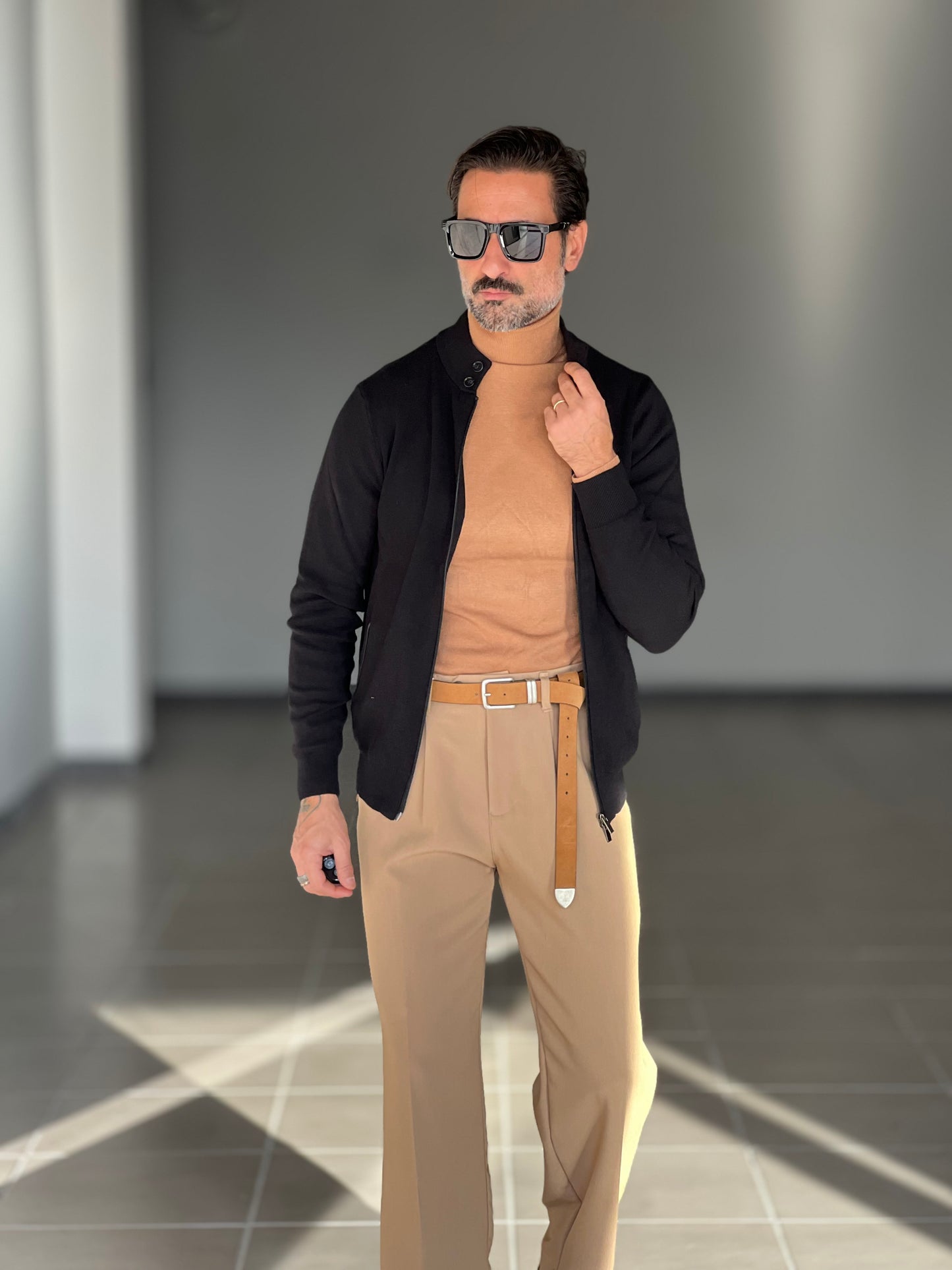 BEIGE COTTON OPEN CARDIGAN