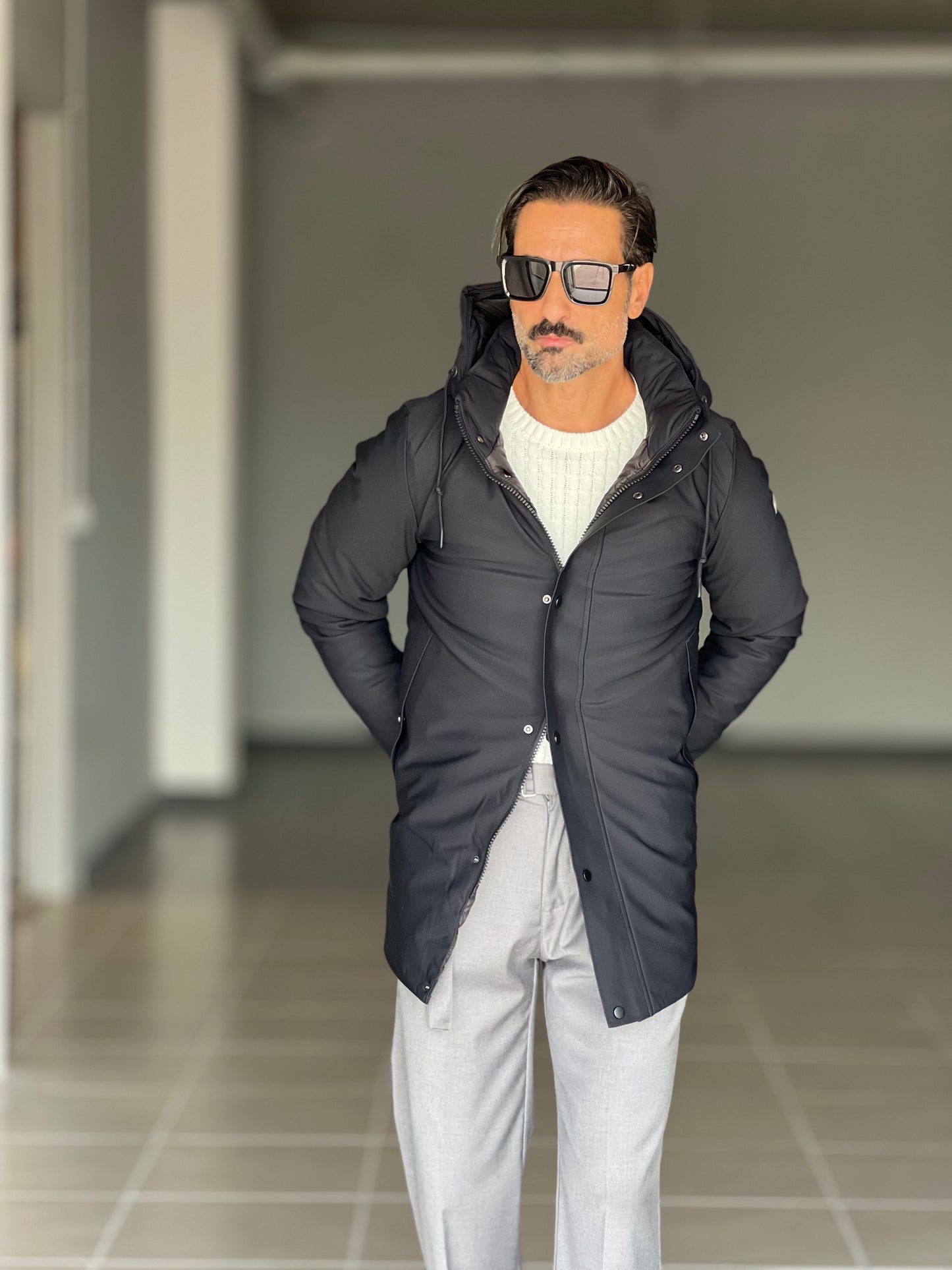 PARKA BL11 NERO TESSUTO TECNICO