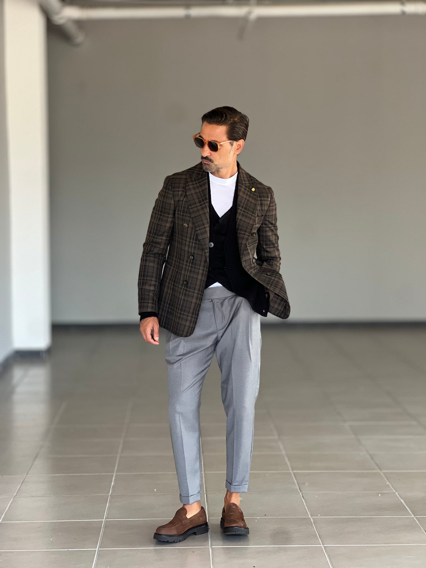 GIACCA DOPPIPPETTO MORO E NERO TARTAN