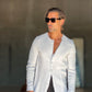 CAMICIA COREANA GRIGIO CHIARO GOFFRATA COTONE  EFFETTO LINO
