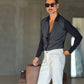 WHITE VISCOSE TROUSERS WITH REGULAR BOTTOM