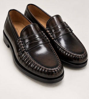 DOUBLE BUCKLE BLACK SUEDE LOAFERS