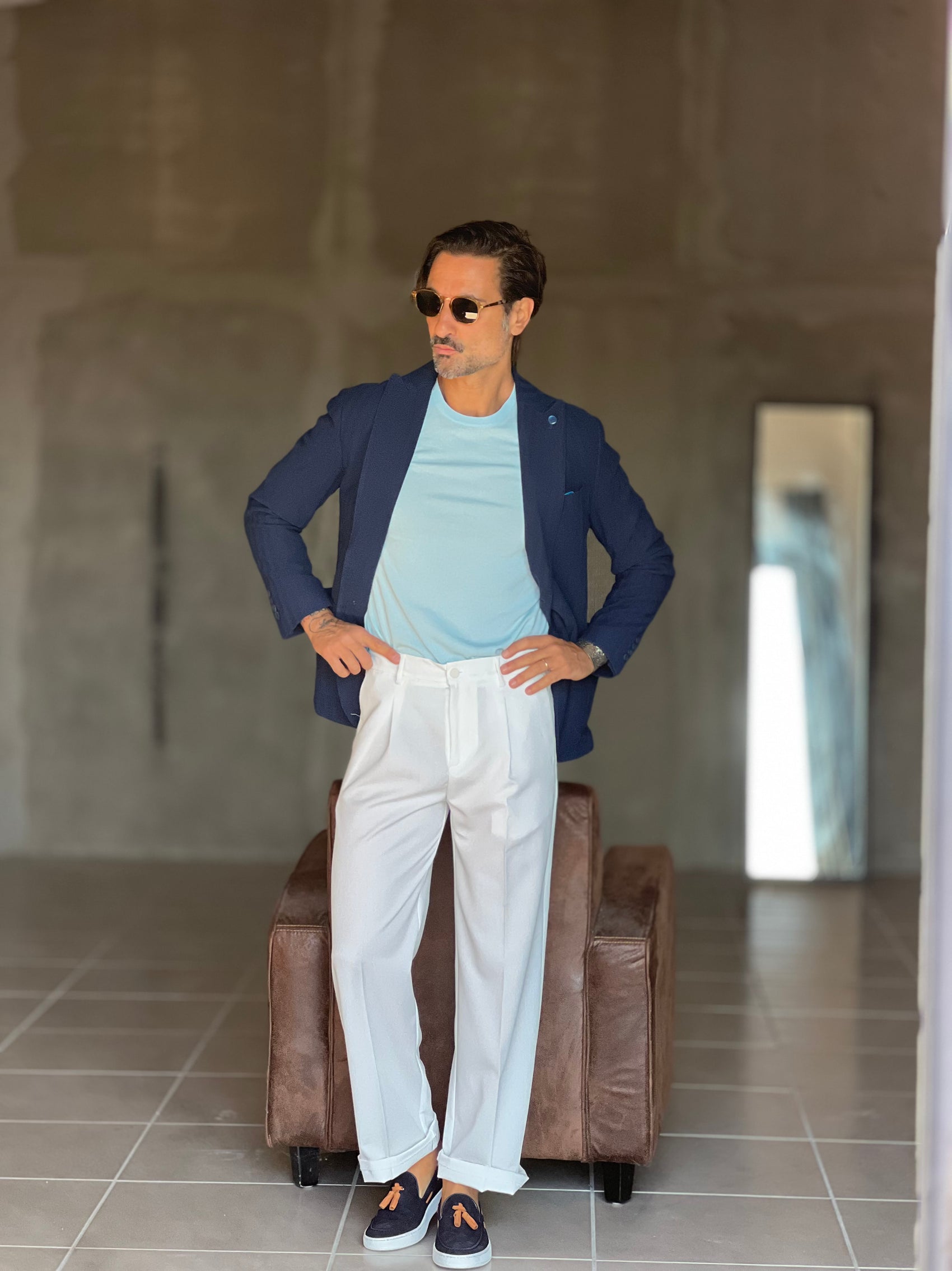 PANTALONE   BIANCO OVER FIT 0483 (ABBINABILE ALLA GIACCA  BIANCA 0483)