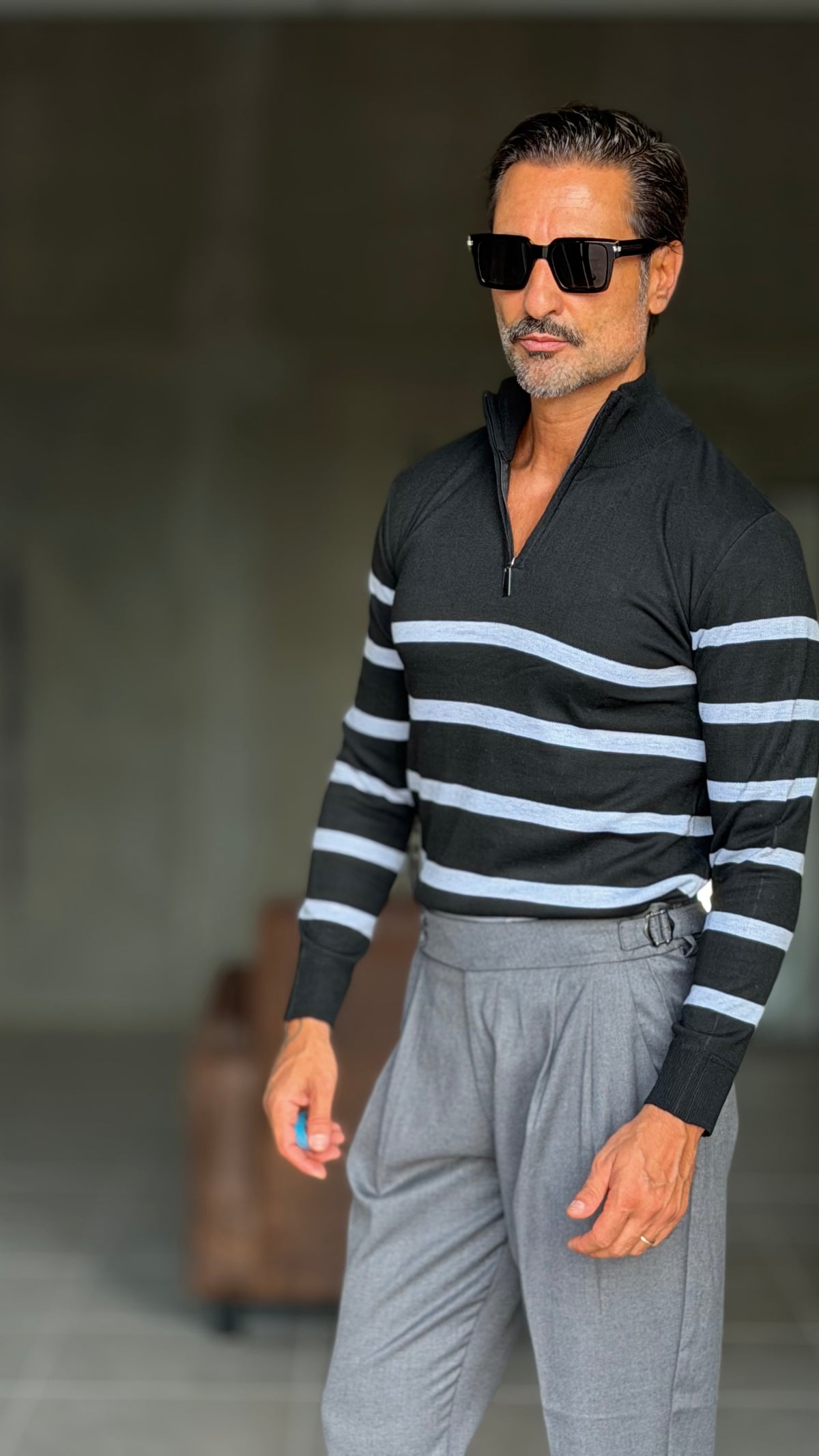 PANTALONE GRIGIO VITA ALTA PINCES VISCOSA  EFFETTO FLANELLA BATTUTA