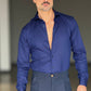 CAMICIA DEPOT BLU OPERATA. COTONE DOPPIO RITORTO