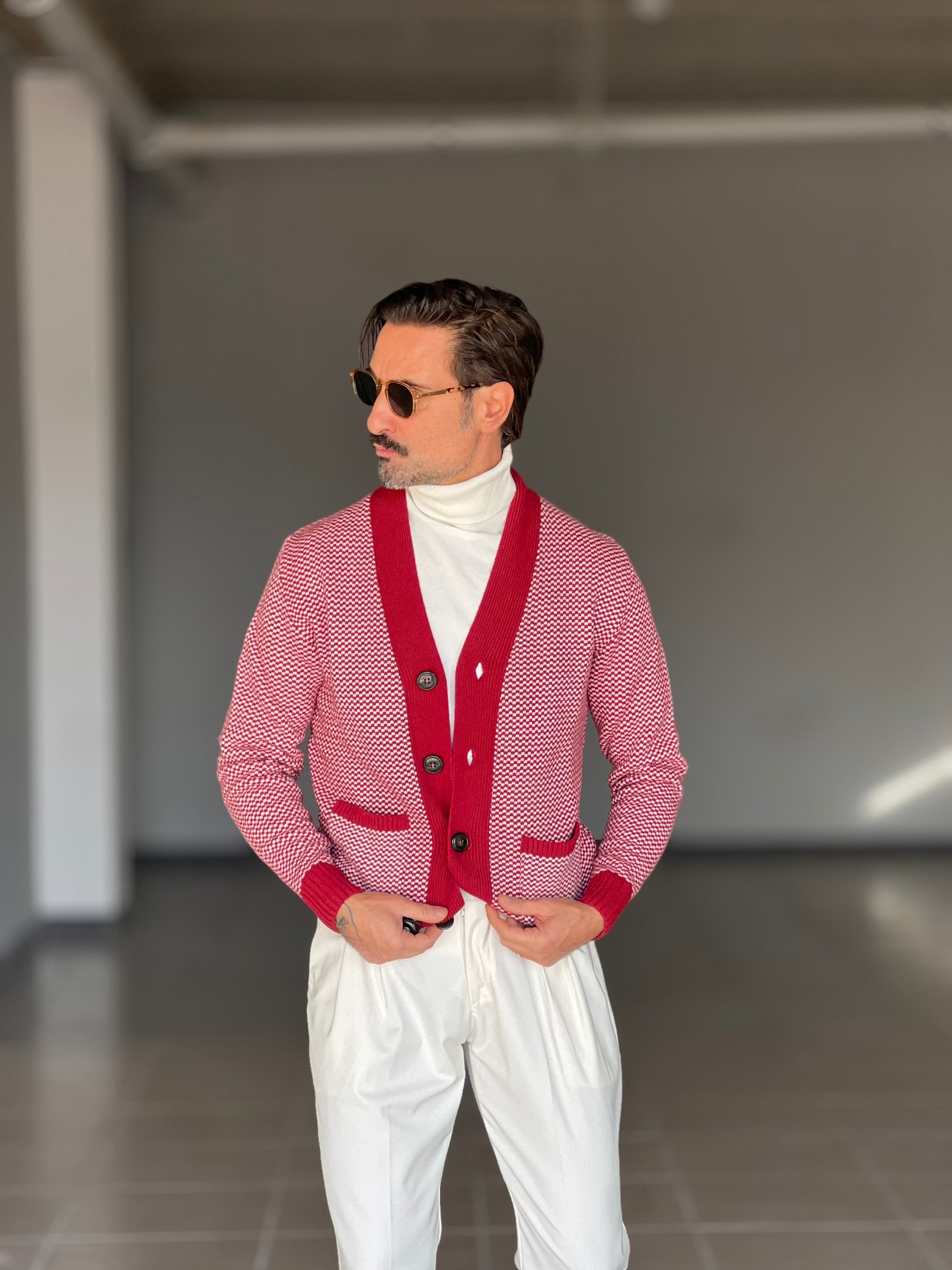 CARDIGAN  PRUGNA  MISTO LANA EFFETTO  BOTTONATO