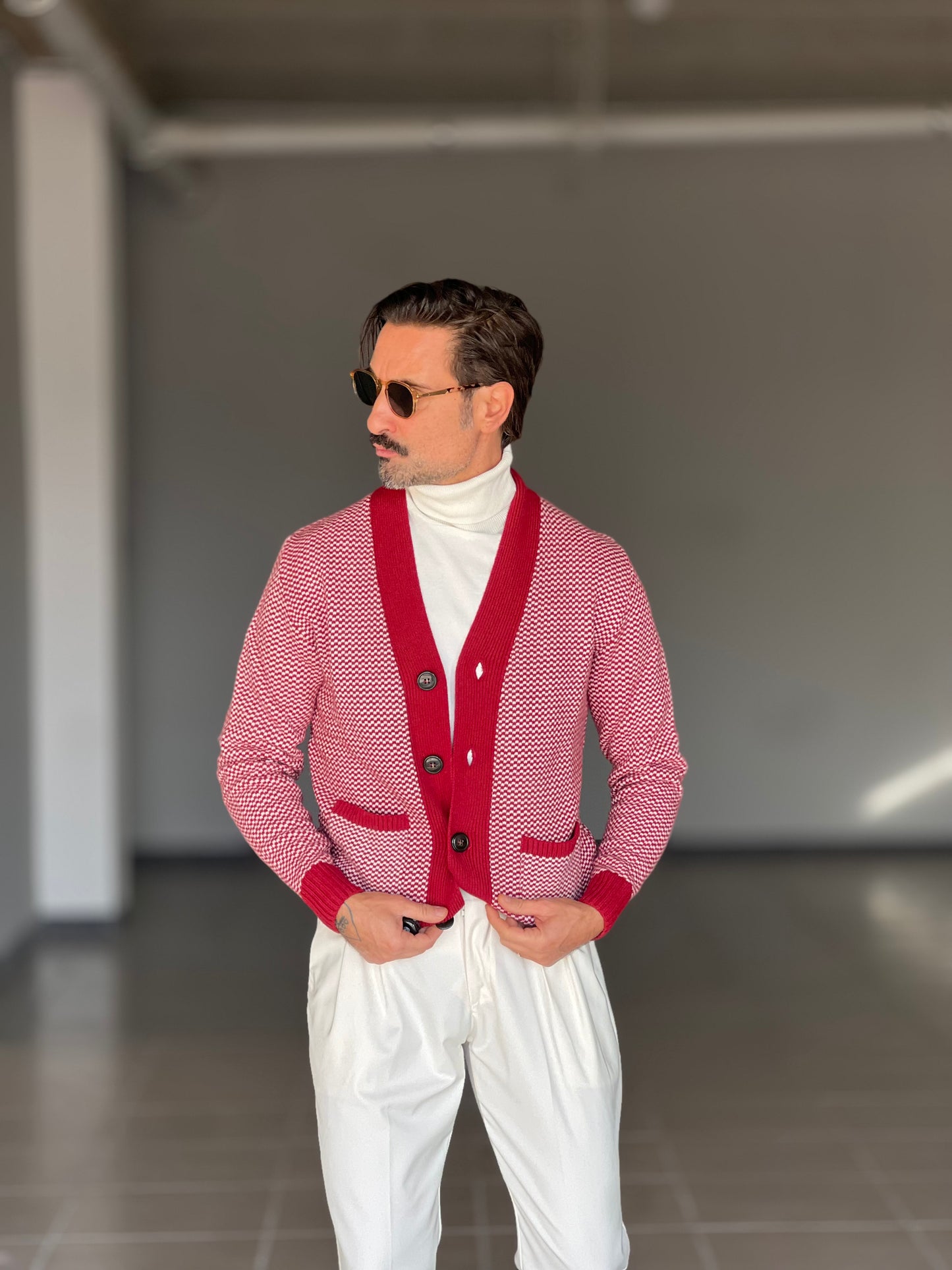 CARDIGAN  PRUGNA  MISTO LANA EFFETTO  BOTTONATO