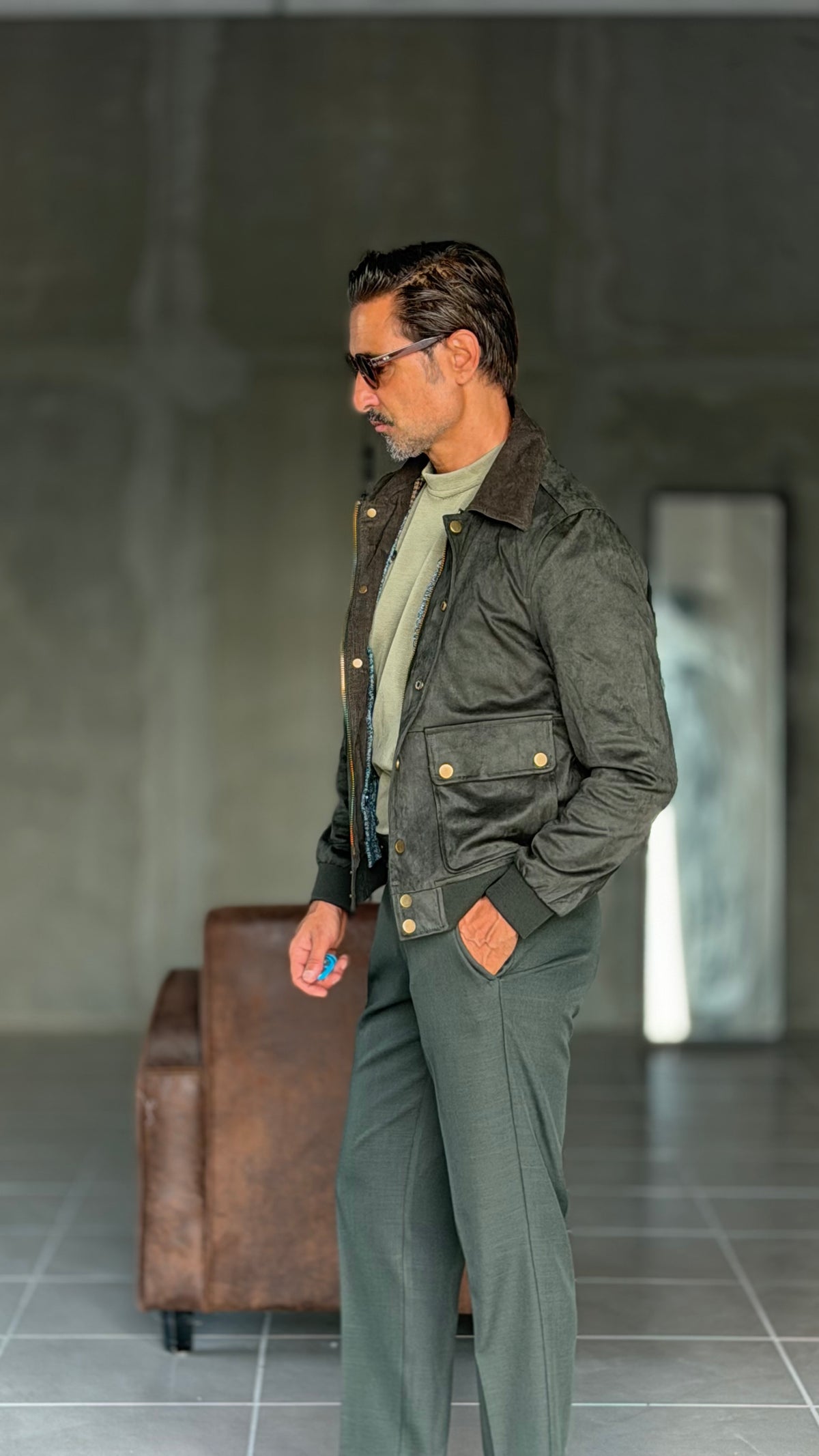 GIUBBINO VERDE ECO SCAMOSCIATO  MULTITASCA CROP
