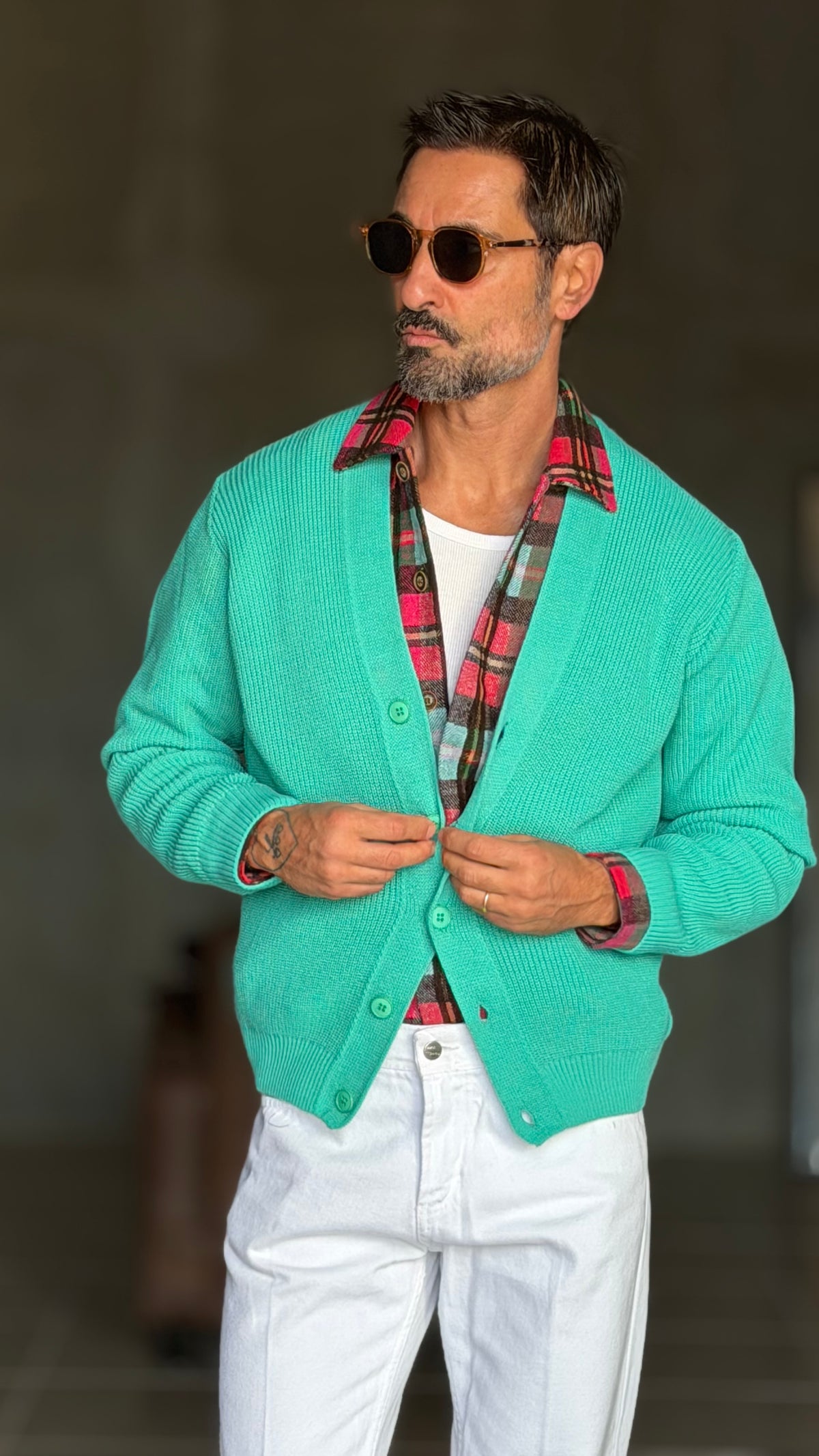 CARDIGAN VERDE MENTA MAGLIA INGLESE