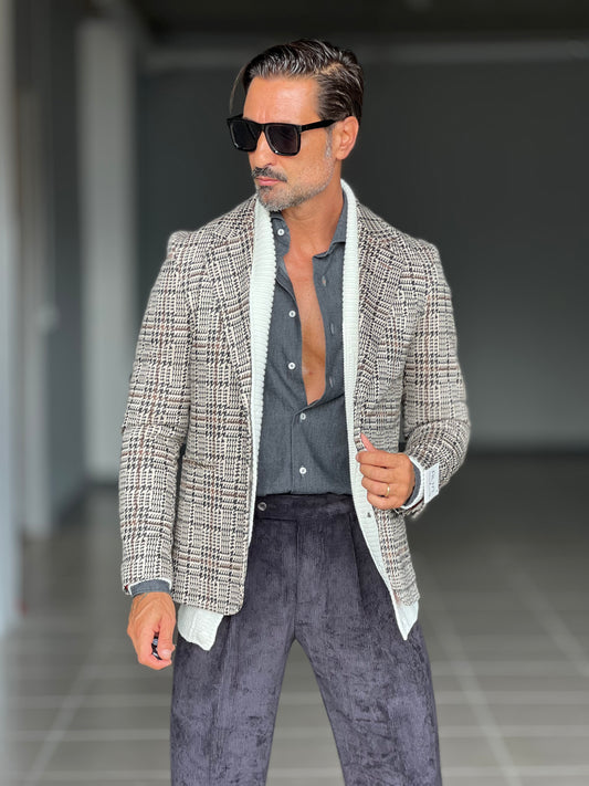 GIACCA TARTAN GRANDE FONDO PANNA MORO E NERA PUNTOMILANOI ALTATENSIONE