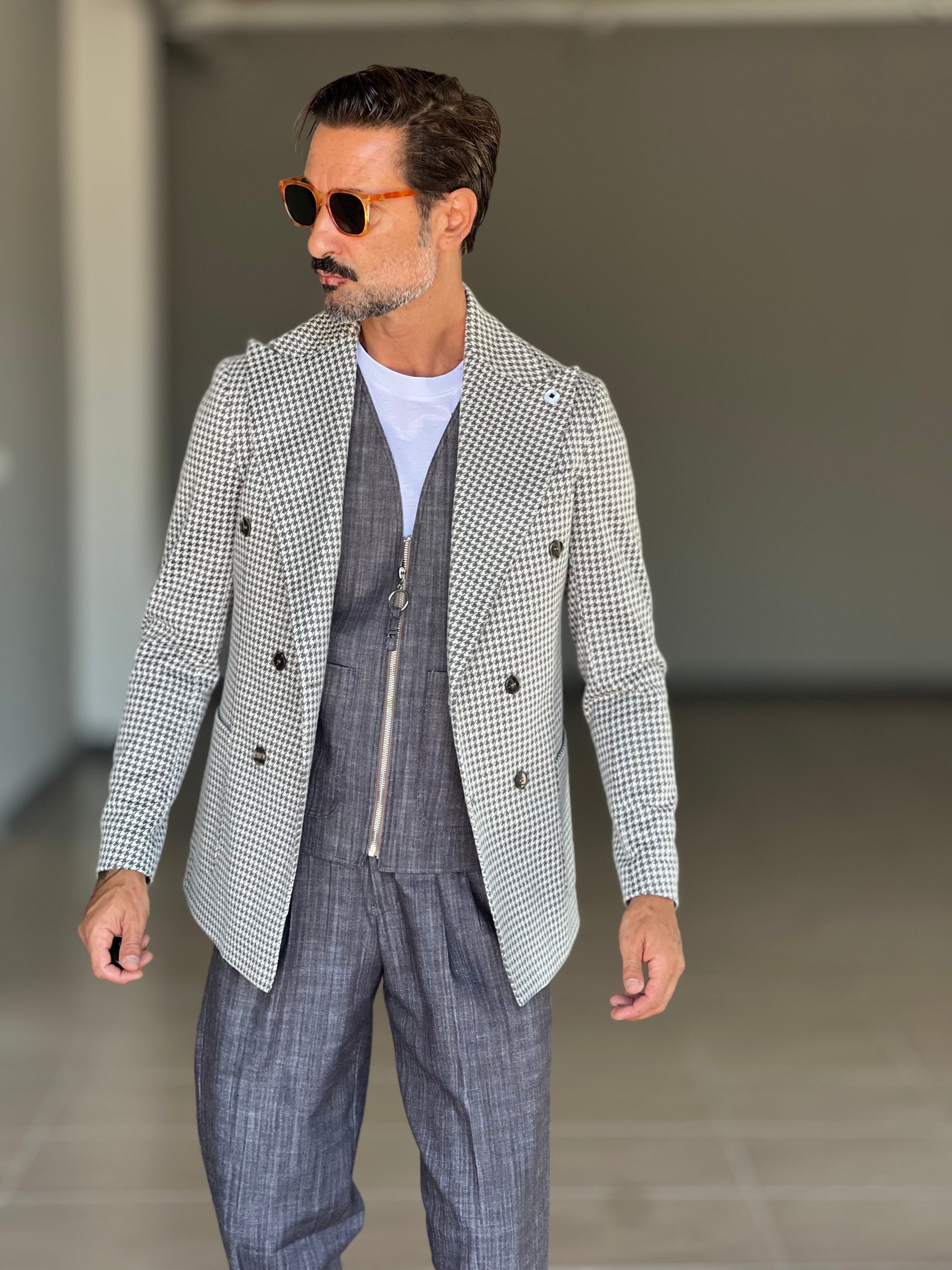 GILET  MORO  FIAMMATO ZIP STONDATO PETRO'