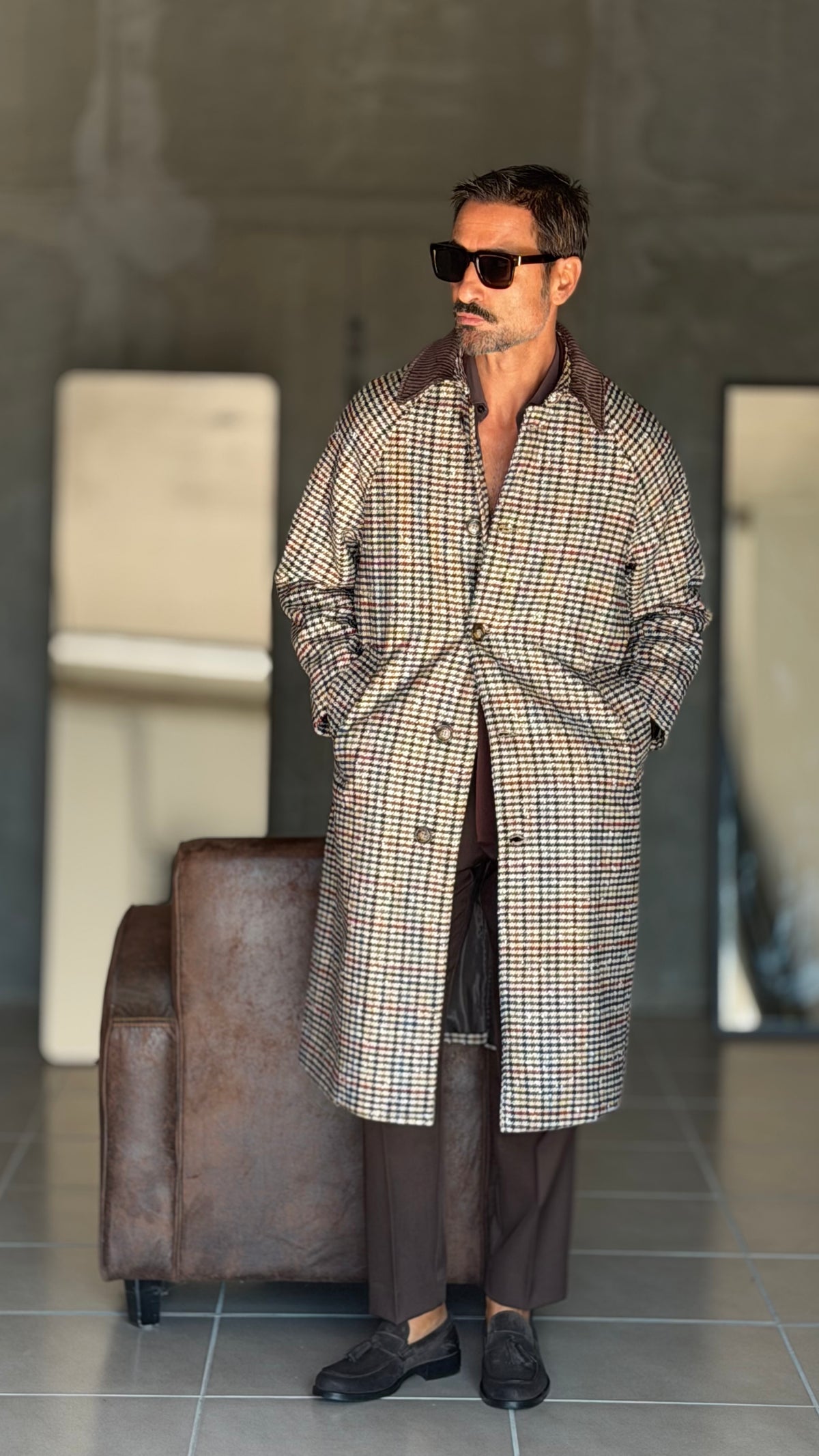 CAPPOTTO TRENCH BL11 PIE DE POULE OVERSIZE