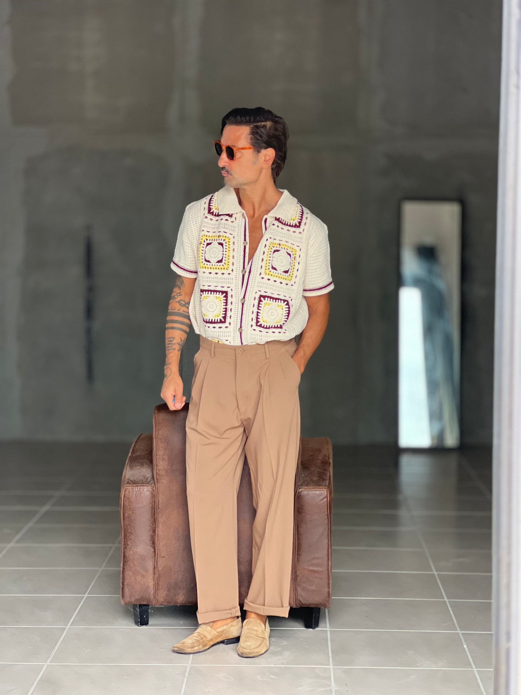 WHITE VISCOSE TROUSERS WITH REGULAR BOTTOM