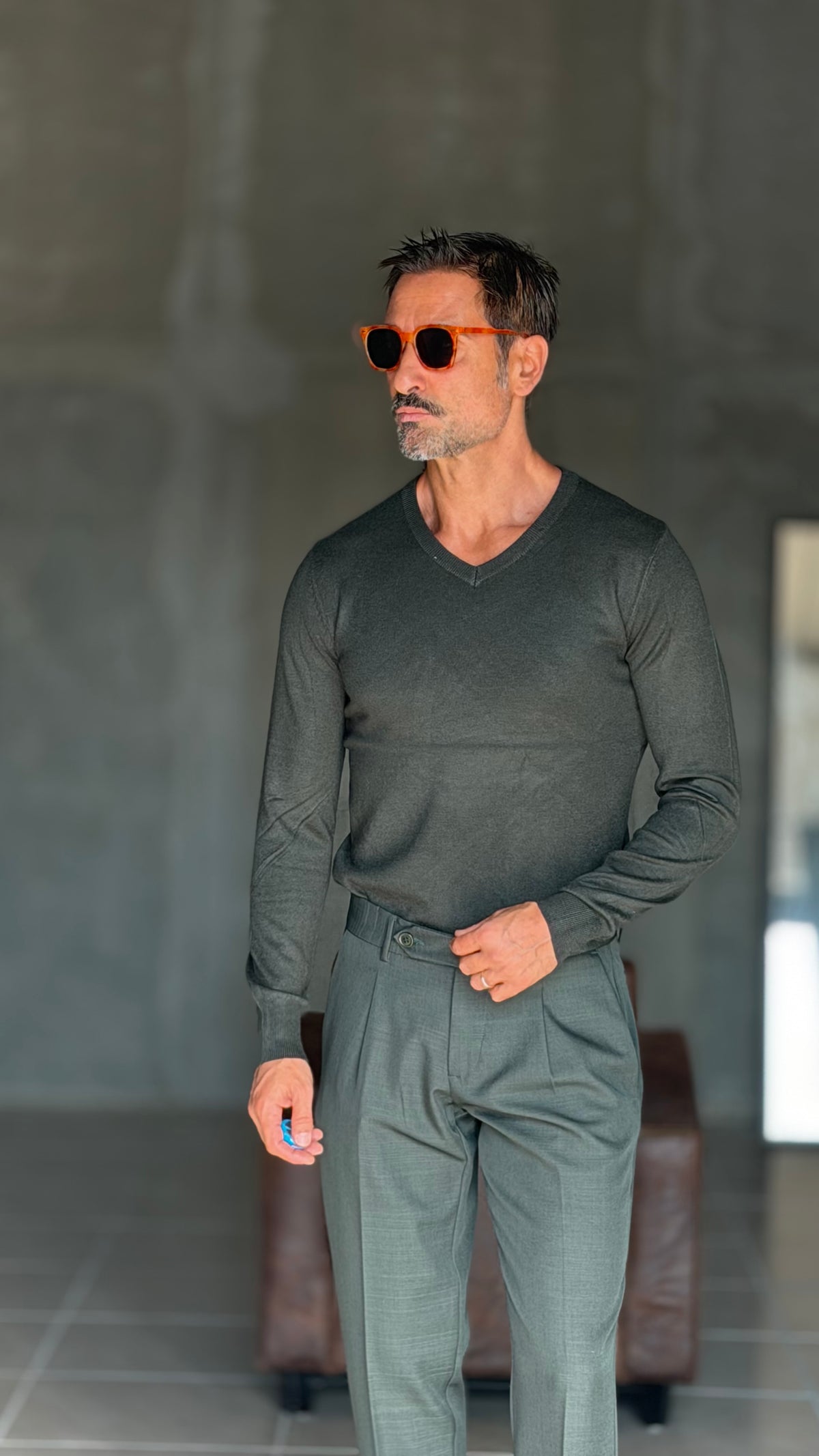 PULLOVER  VERDE SCOLLO V VISCOSA E MISTI