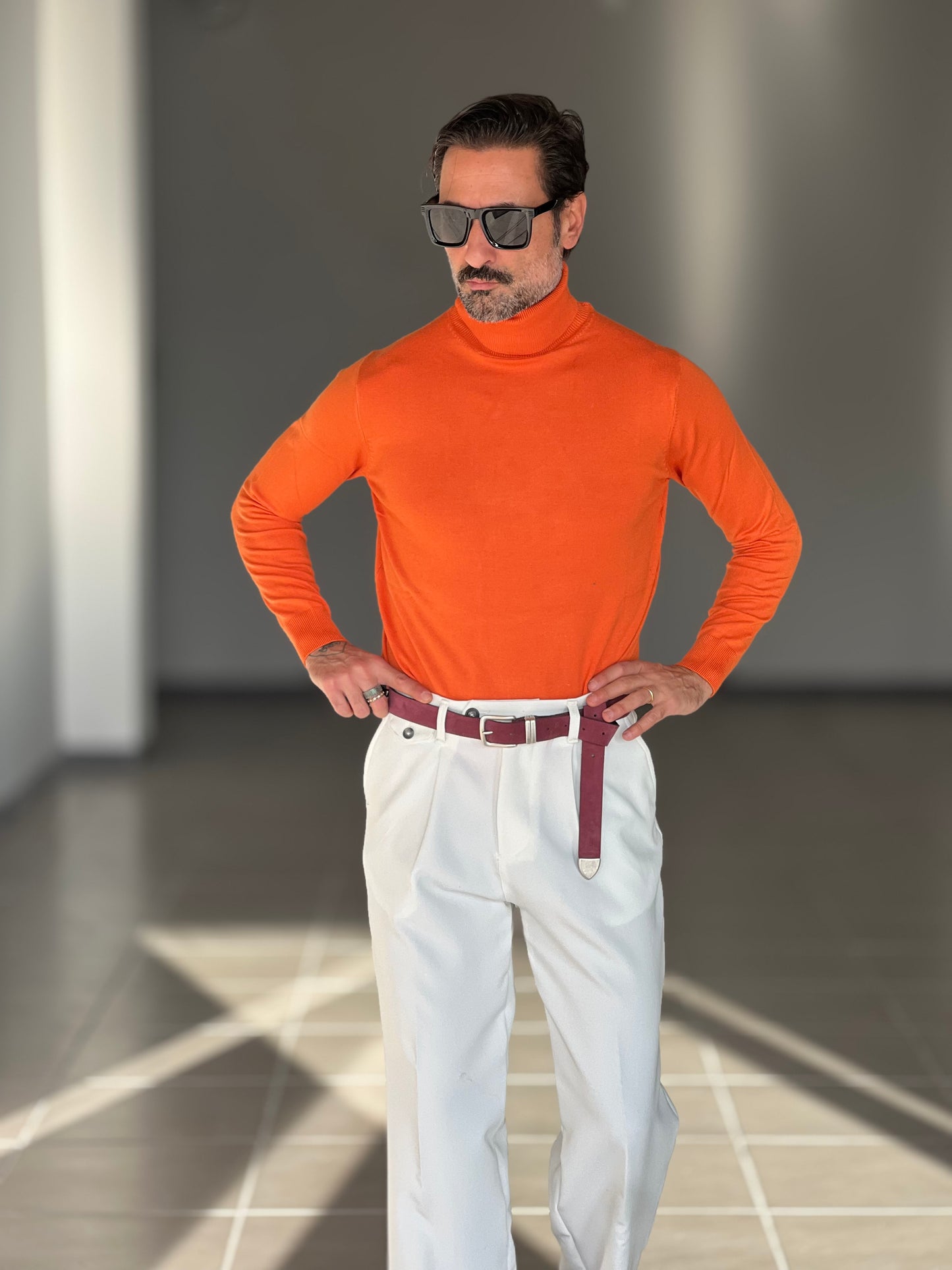 COLLO ALTO ARANCIO RASATO  2 FILI