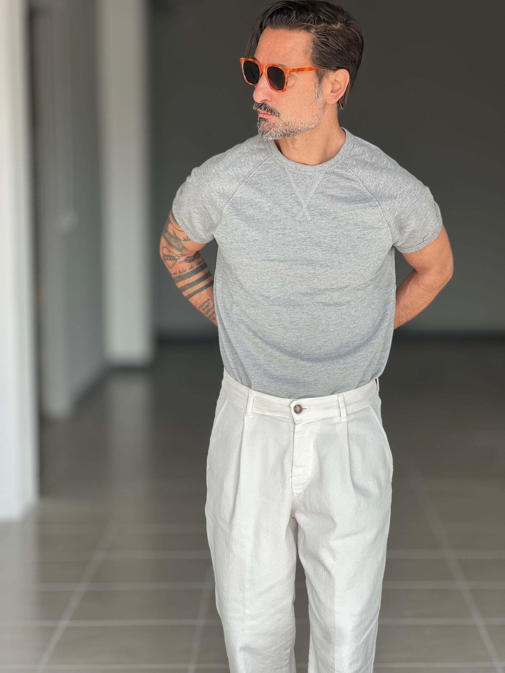 WHITE VISCOSE TROUSERS WITH REGULAR BOTTOM