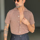 POLO CAMICIA TABACCO  TRAMATURA FORATA BL11
