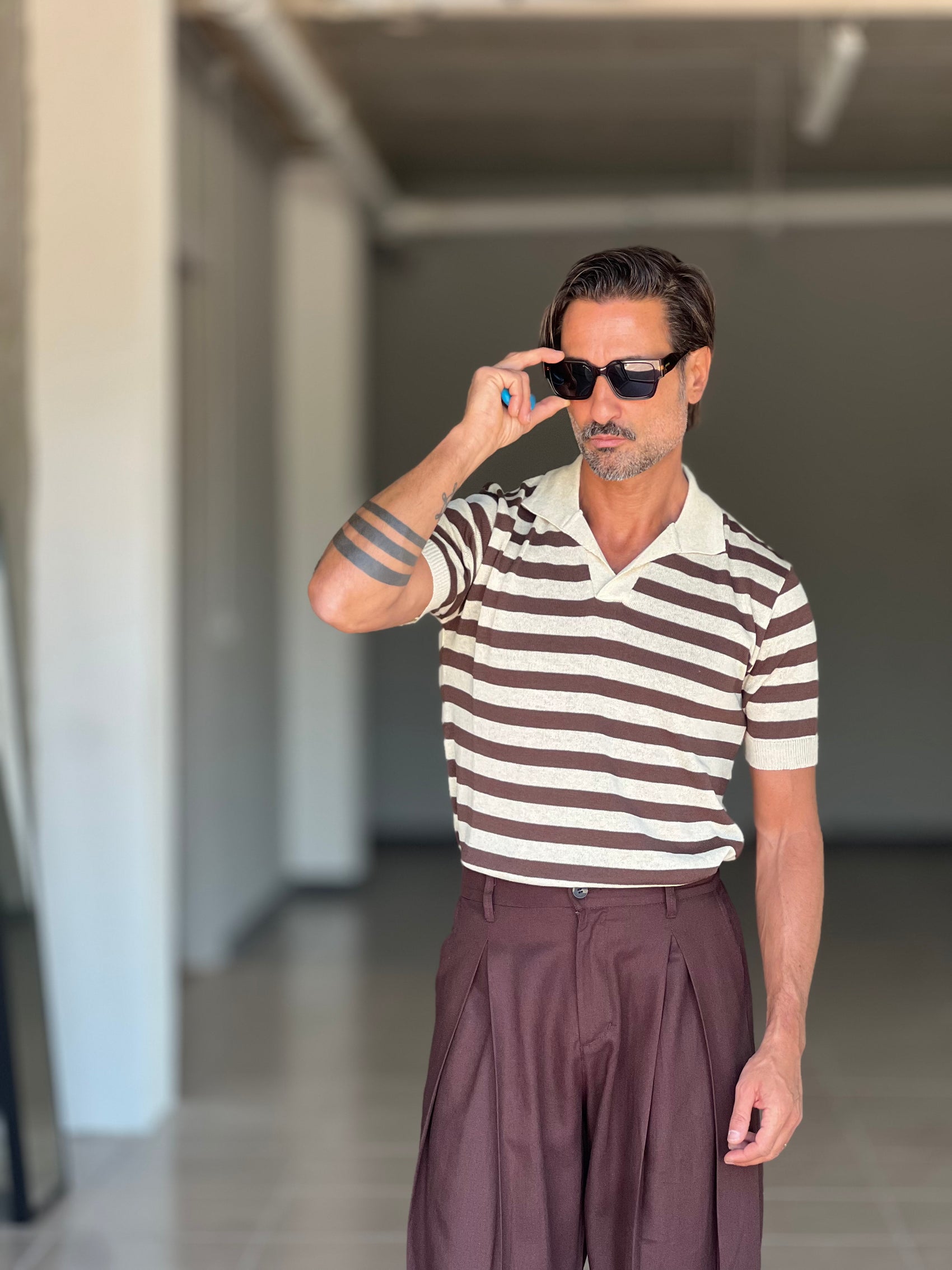 POLO  RIGA MORO E BEIGE 0077