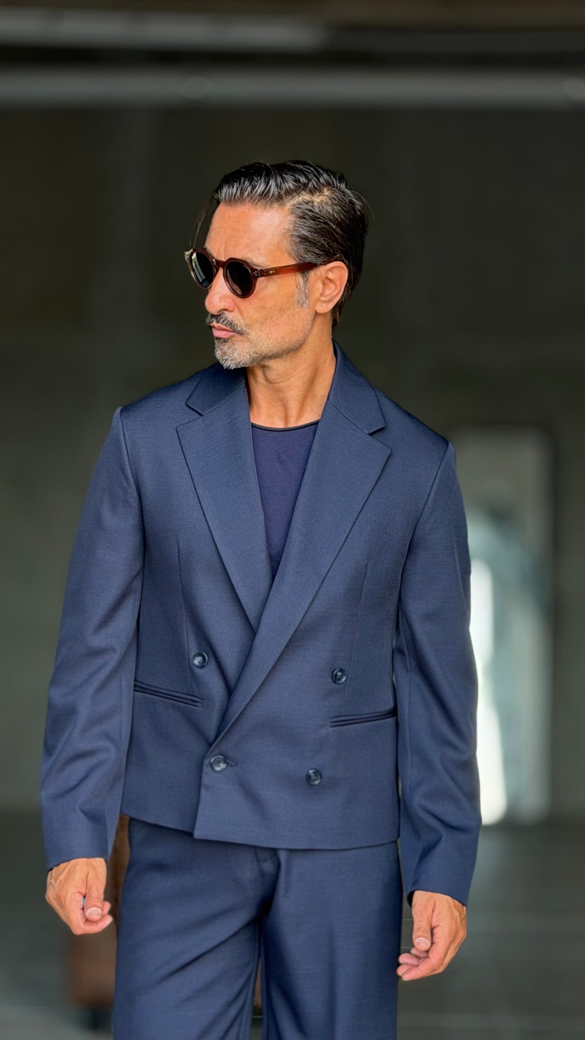 GIACCA DOPPIOPETTO BLU  CROP ALTATENSIONE 0100 (ABBINABILE AL PANTALONE BLU 0100)