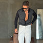 WHITE VISCOSE TROUSERS WITH REGULAR BOTTOM