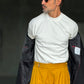 PANTALONE GIALLO UOVO  VITA ALTA PINCES VISCOSA  EFFETTO FLANELLA BATTUTA