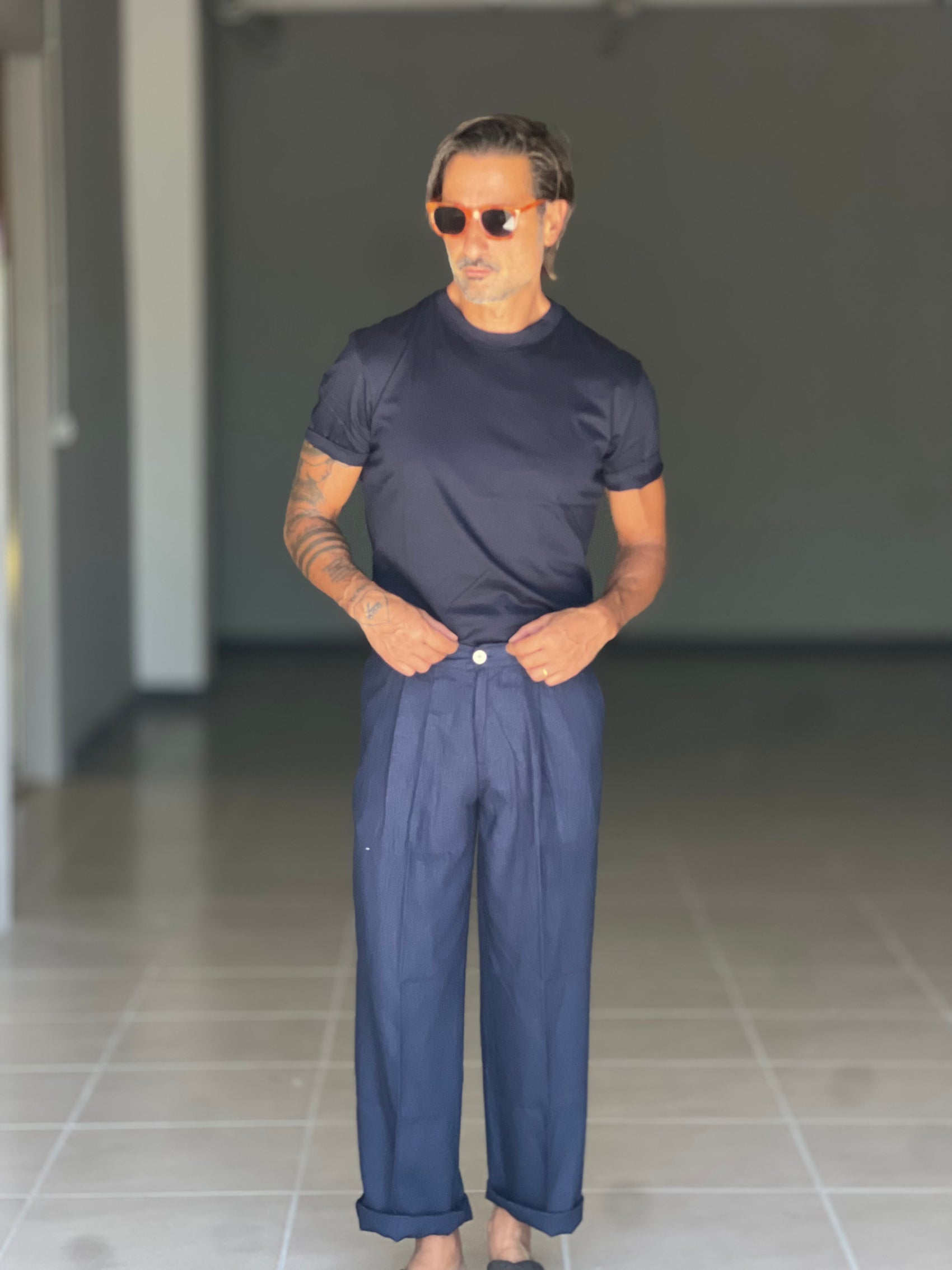 WHITE VISCOSE TROUSERS WITH REGULAR BOTTOM
