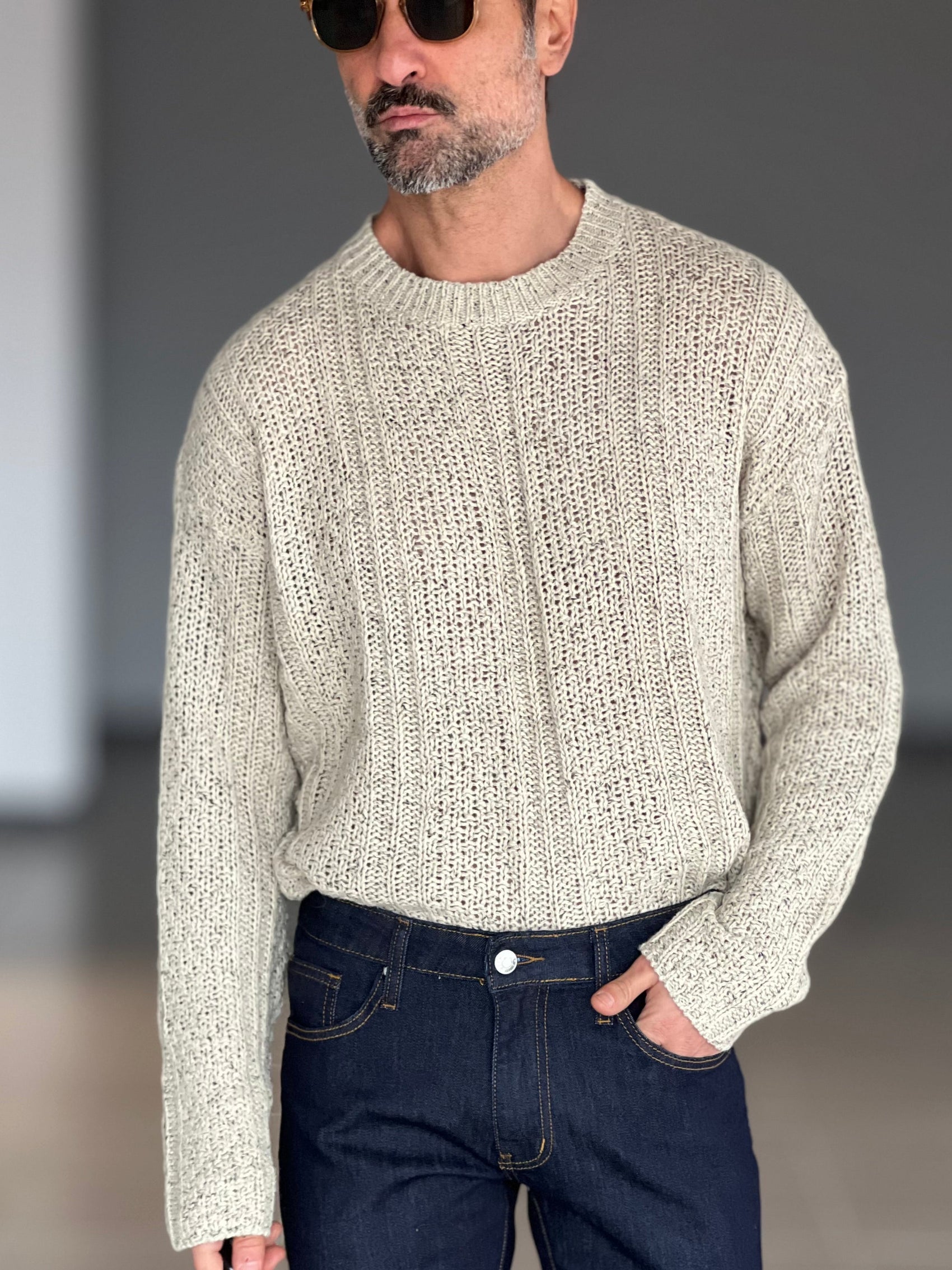 MAGLIA  BEIGE  MELANGE  VISCOSA E MISTI