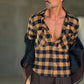 CAMICIA  FLANELLA QUADRO NERO E CARAMELLO 346
