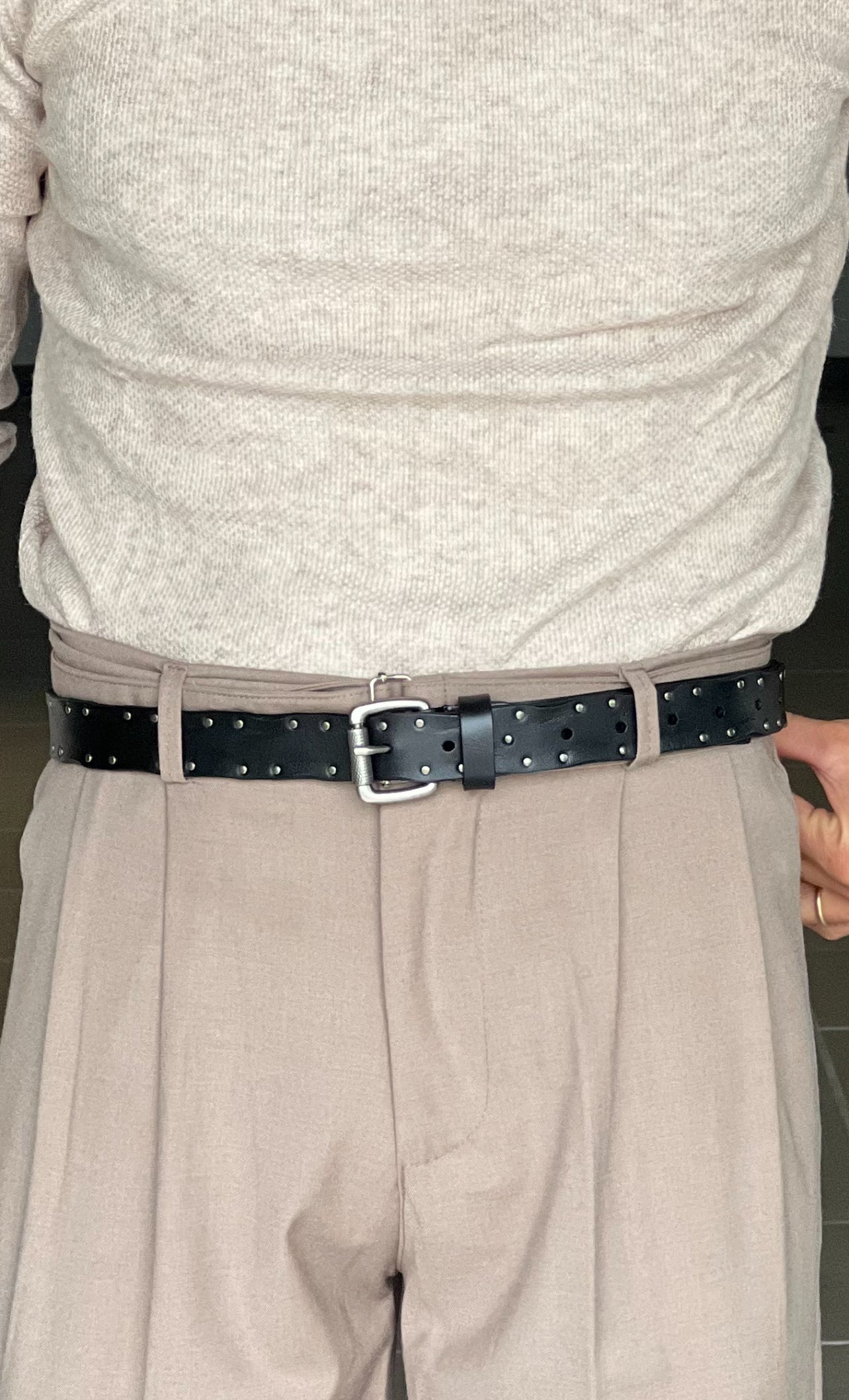 CINTURA  PELLE NERA SORRENTO  BORCHIA