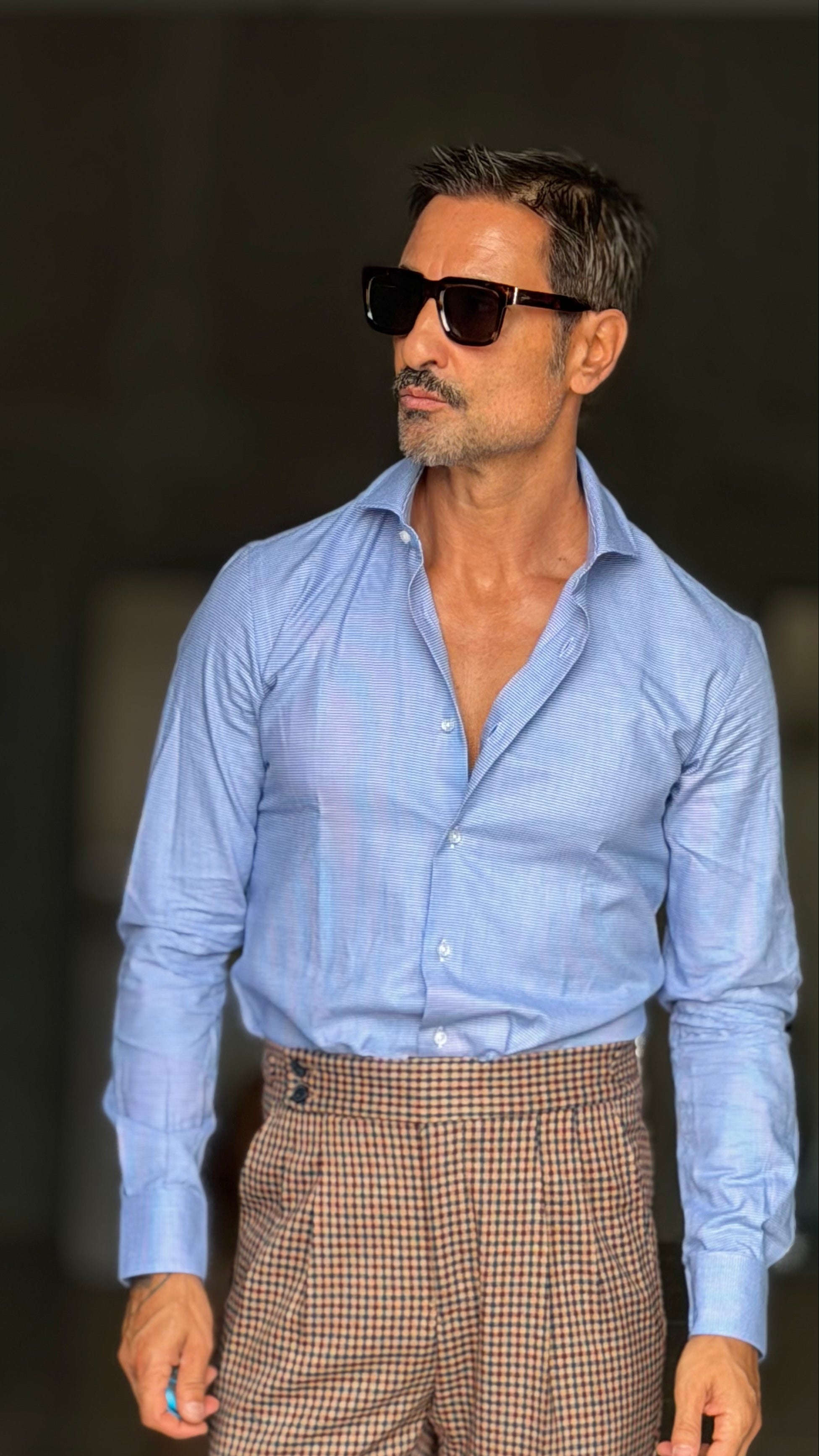 CAMICIA DEPOT CELESTE MICROFANTASIA DOPPIORITORTO