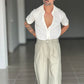 WHITE VISCOSE TROUSERS WITH REGULAR BOTTOM