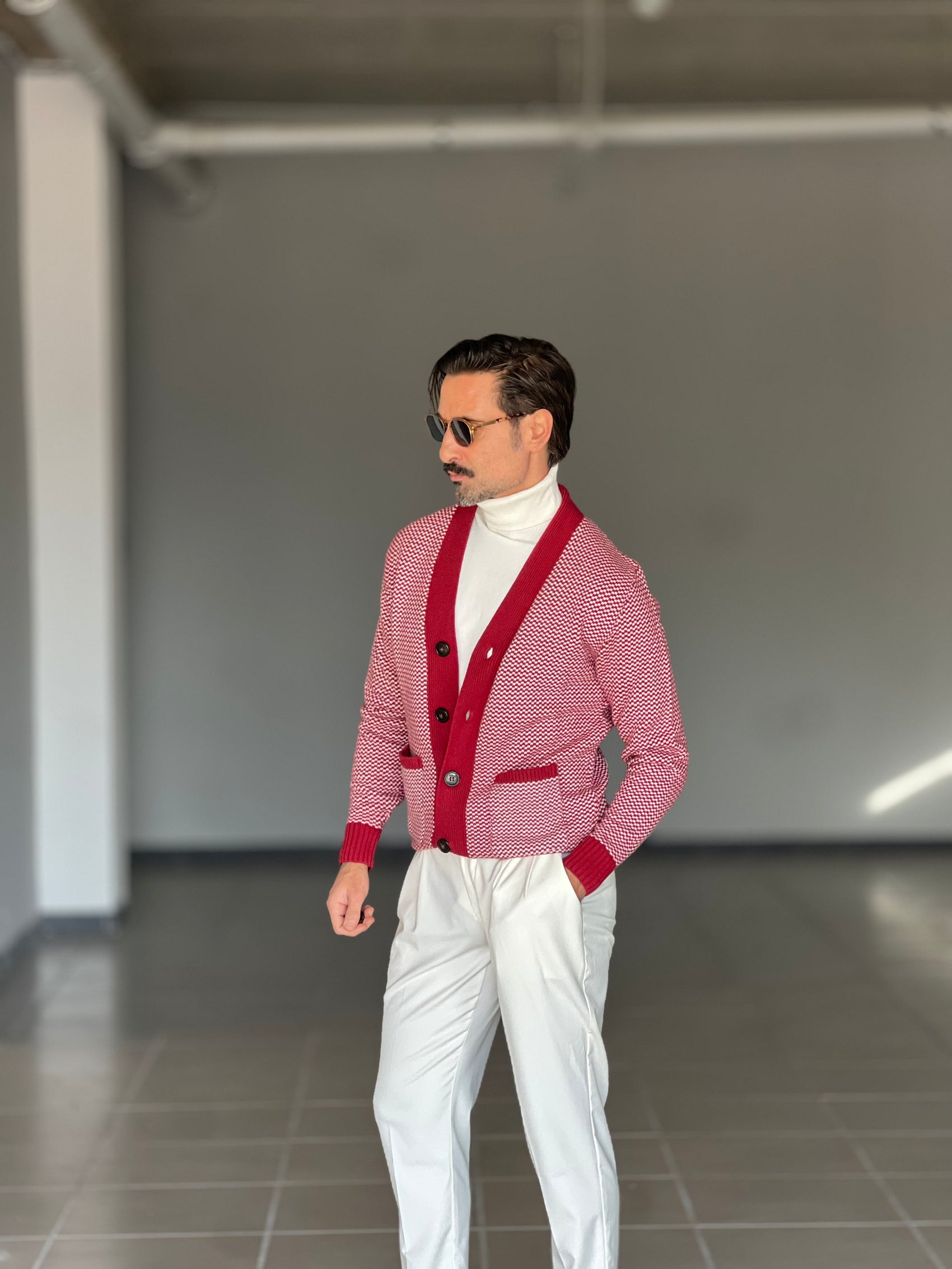 CARDIGAN  PRUGNA  MISTO LANA EFFETTO  BOTTONATO