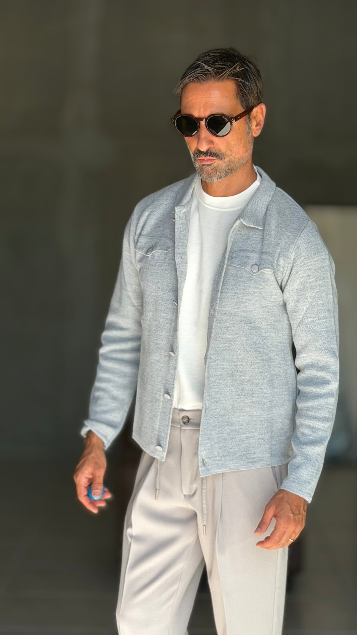 CARDIGAN  POLO GRIGIO    BOTTONE COPERTO