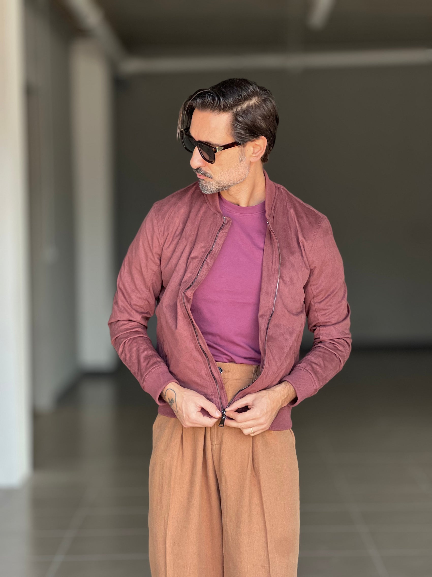 ECO-LEATHER BIKER WITH BLACK ON BLACK STUD