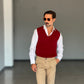 GILET  MAGLIA ROSSO   TRECCIA INGLESE
