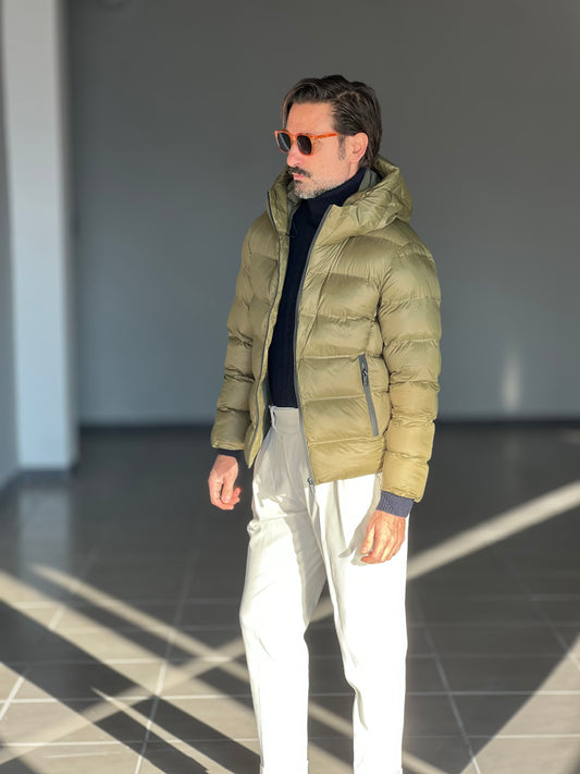 PIUMINO VERDE  TECNCO COLLO SCIARPA  CAPPUCCIO TELAMIRA