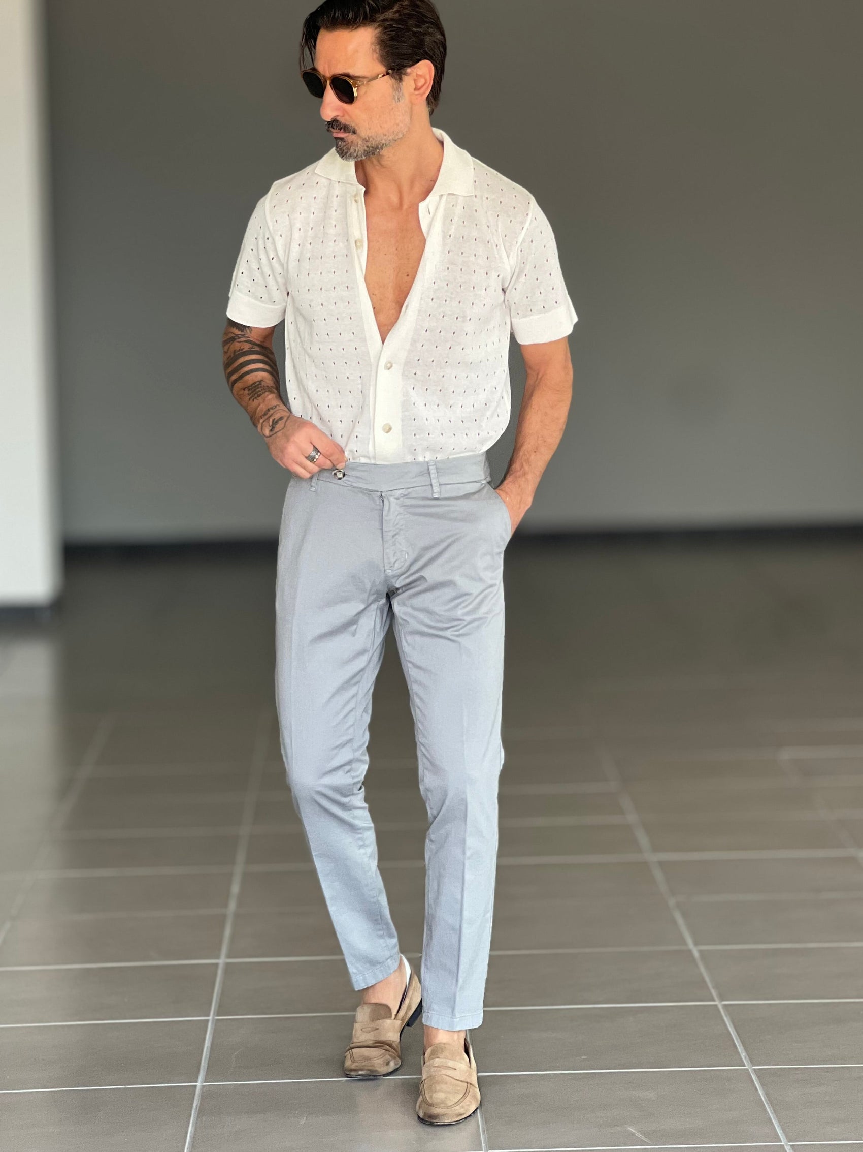 BLACK CHAIN ​​VISCOSE TROUSERS