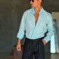 CAMICIA CELESTE CIELO   LINO