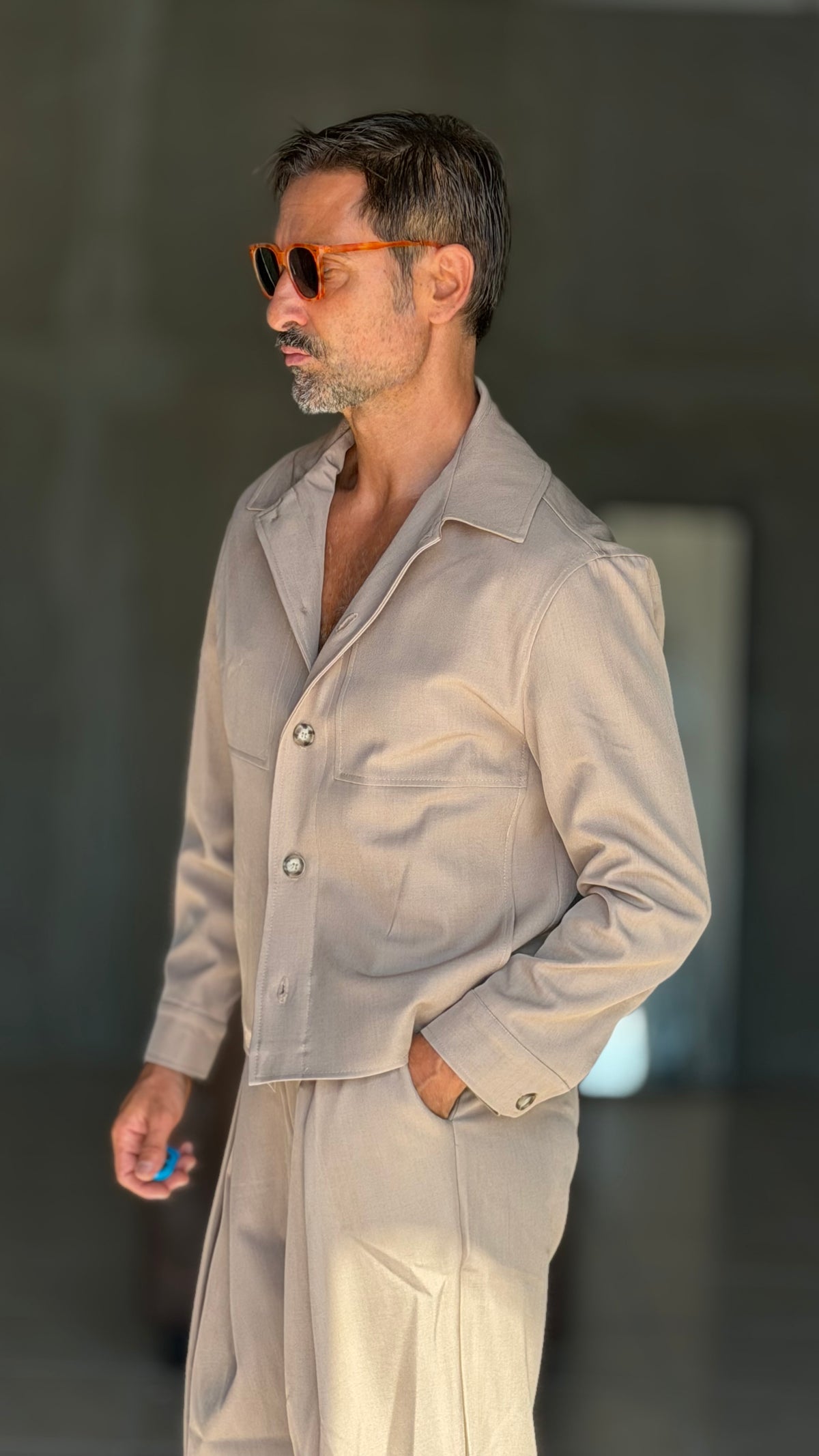 GIUBBINO CAMICIA BEIGE CROP 501 (abbinabile al pantalone baloon 501)