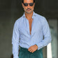 CAMICIA  DEPOT BACCHETTA BIANCA E CELSTE TESSUTO OPERATO