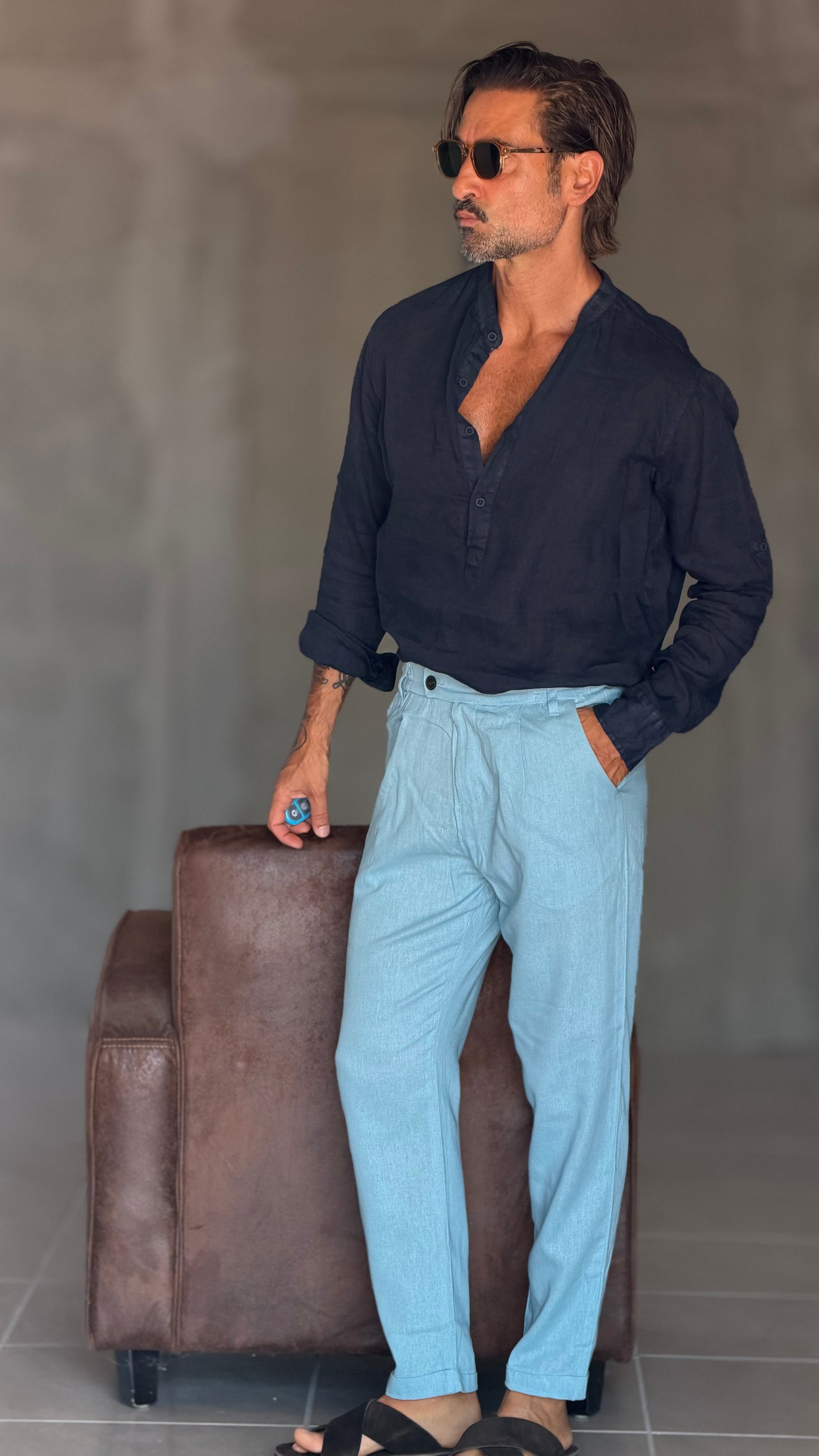 WHITE VISCOSE TROUSERS WITH REGULAR BOTTOM