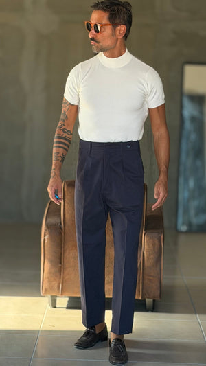 PANTALONE BLU  PAUL MIRANDA FUSTAGNO PINCES FASCIONE ALTO