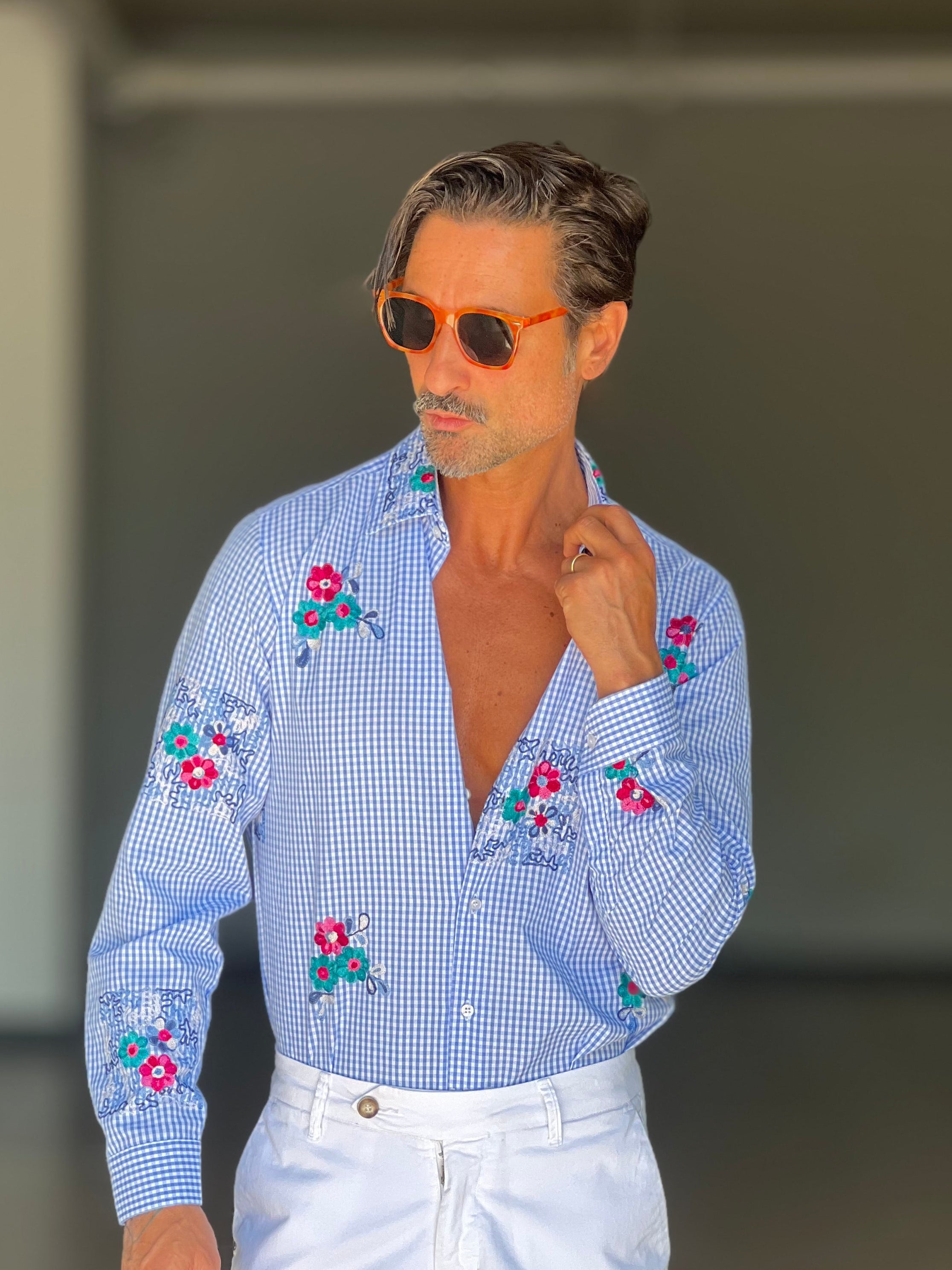 *CAMICIA QUADRETTO PICCOLO  STAMPA E RICAMO 319