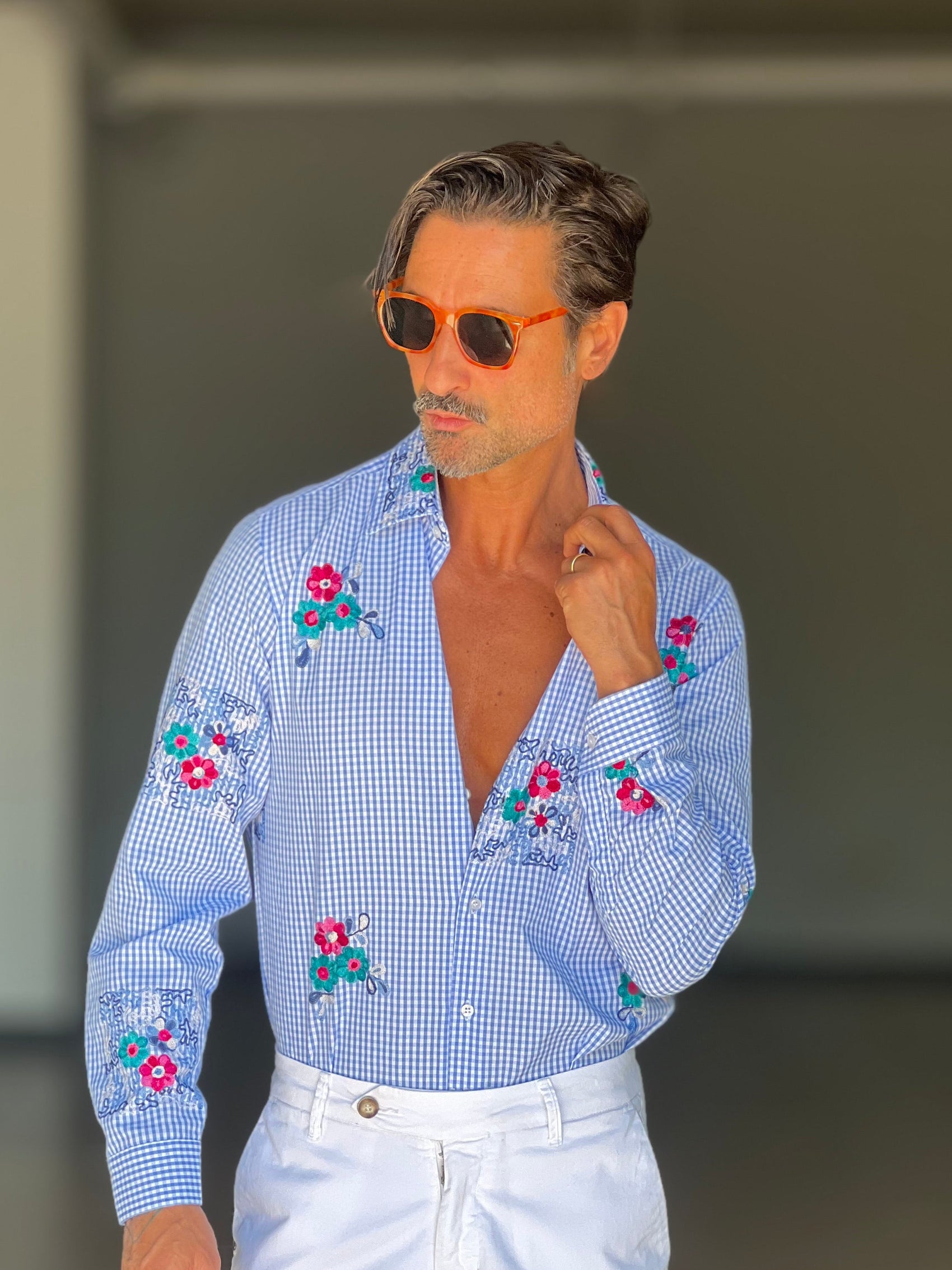 *CAMICIA QUADRETTO PICCOLO  STAMPA E RICAMO