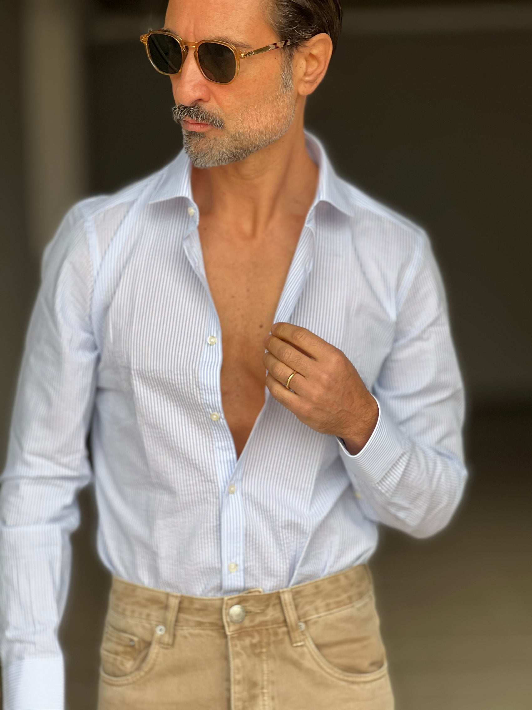 CAMICIA DEPOT  BACCHETTA FINA CELESTE  COLLO PICCOLO POPELINE  DI COTONE DOPPIORITORTO