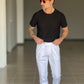 BLACK CHAIN ​​VISCOSE TROUSERS