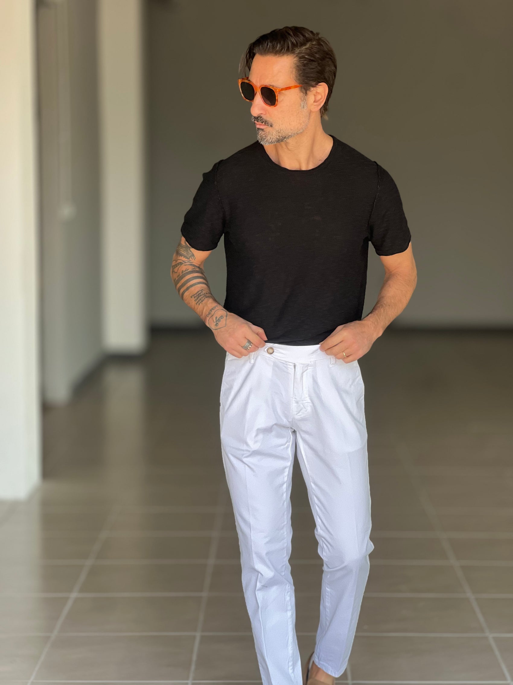 BLACK CHAIN ​​VISCOSE TROUSERS