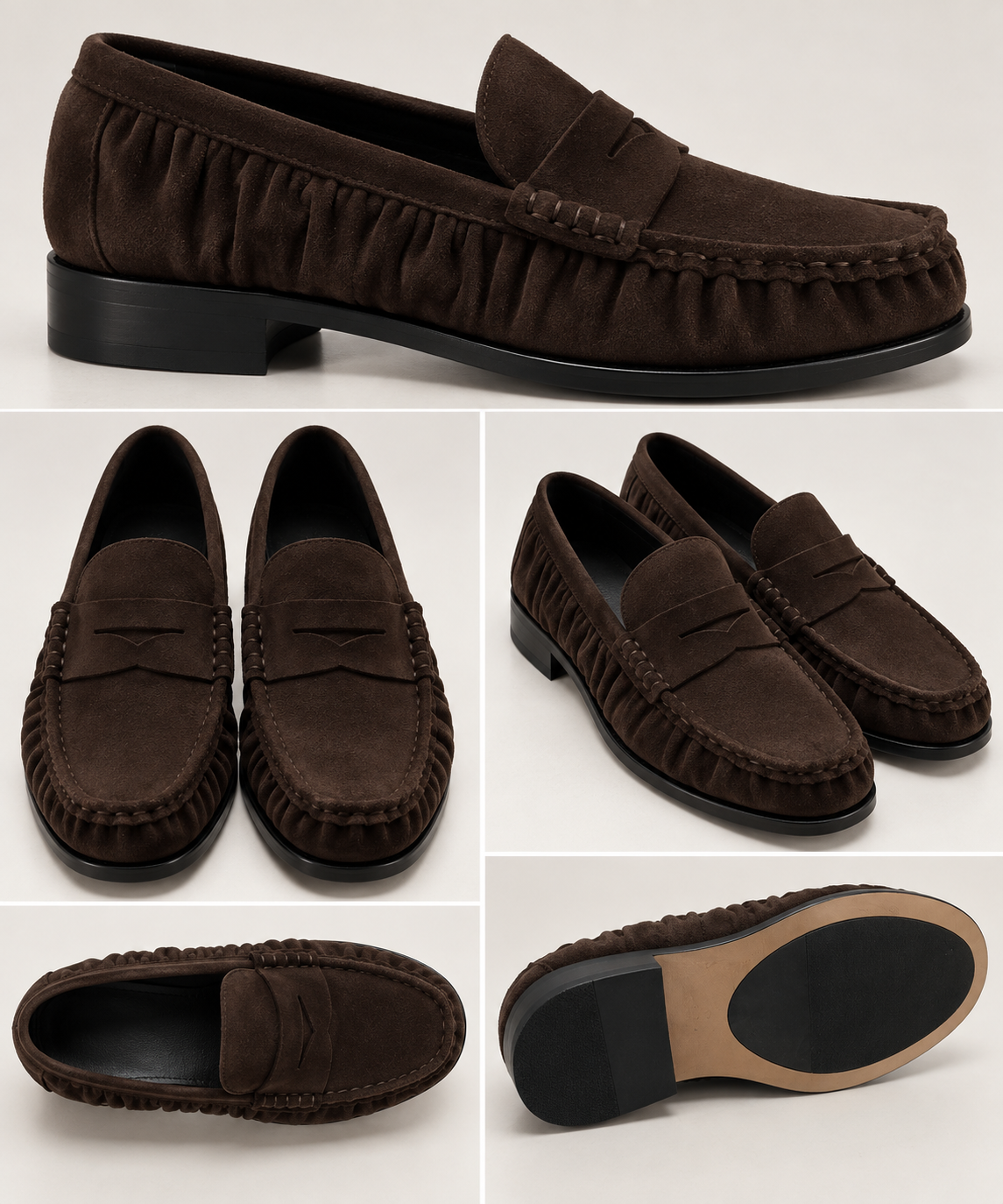 MOCASSINO MORO PELLE CAMOSCIO ARRICCIATO